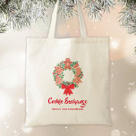 Weihnachts-Cookie-Exchange-Party Tragetasche<br><div class="desc">Diese niedliche und charmante Tasche ist der ideale Gefallen für Ihre Cookie Exchange Party Gäste. Es ist mit einem Druck eines festlichen Kranzes von Weihnachtskeksen in Aquarellen dekoriert. Passen Sie Ihren Namen und Ihr Datum an. Genießen Sie den Urlaubsspass! Original Wasserfarbe © Michele Davies.</div>