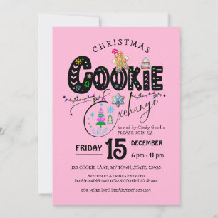 Weihnachts-Cookie Exchange Rosa Feiertag Einladung