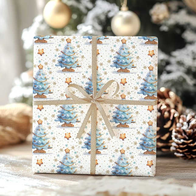 Weihnachts-Cookie Lebkuchen Mann Blue Junge Geburt Geschenkpapier Set (Von Creator hochgeladen)