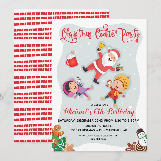 Weihnachts-Cookie-Party mit dem Weihnachtsmann im  Einladung (Vorne/Hinten)