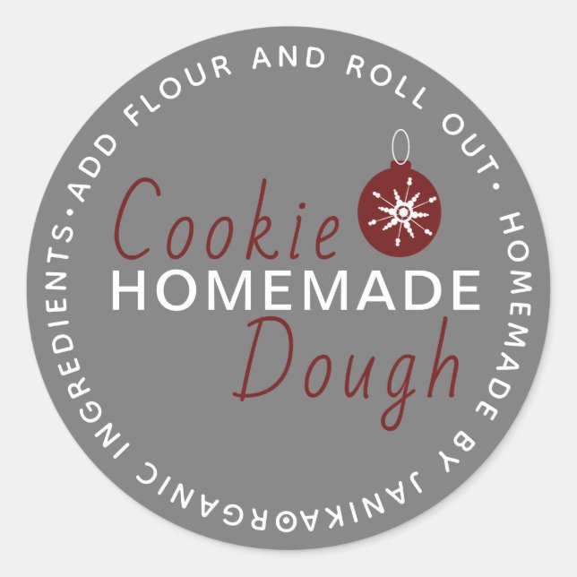 Weihnachts-Cookie Teig hausgemachte Script-Ornamen Runder Aufkleber (Vorderseite)