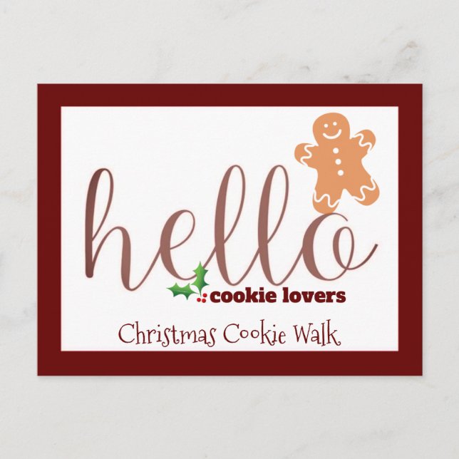 Weihnachts-Cookie Walk Einladung Postkarte (Vorderseite)