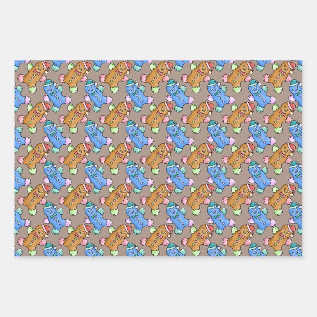 Weihnachts-Cookie Wrapping Paper-Set Geschenkpapier Set (Vorderseite)