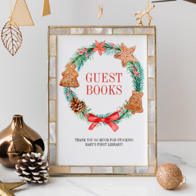 Weihnachts-Cookie Wreath Baby Shower Guest Books Poster (Von Creator hochgeladen)