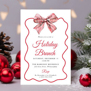 Weihnachts-Coqueette-Schleife Holiday-Brunch Einladung