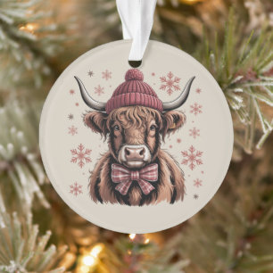 Weihnachts-Coquette Highland-Kuh Western Farmer Ornament