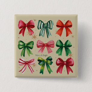 Weihnachts Coquettes Rot Grün Schleife Weihnachtsz Button