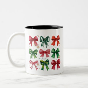 Weihnachts Coquettes Rot Grün Schleife Weihnachtsz Zweifarbige Tasse