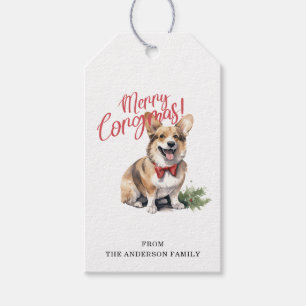 Weihnachts-Corgi-Gift-Tags Geschenkanhänger
