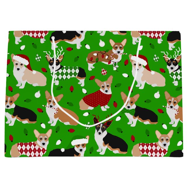 Weihnachts Corgi Hunde Große Geschenktasche Geschenktüte (Vorderseite)