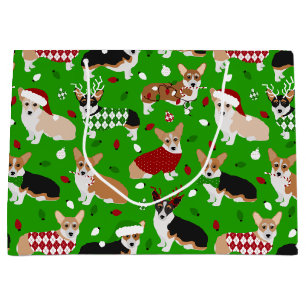 Weihnachts Corgi Hunde Große Geschenktasche Große Geschenktüte