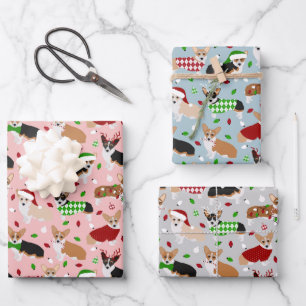 Weihnachts Corgi Hunde Wrapping Paper Sheets Geschenkpapier Set