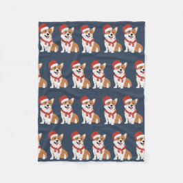 Weihnachts-Corgi-Santa - Ausgefeinter Winter-Navy Fleecedecke
