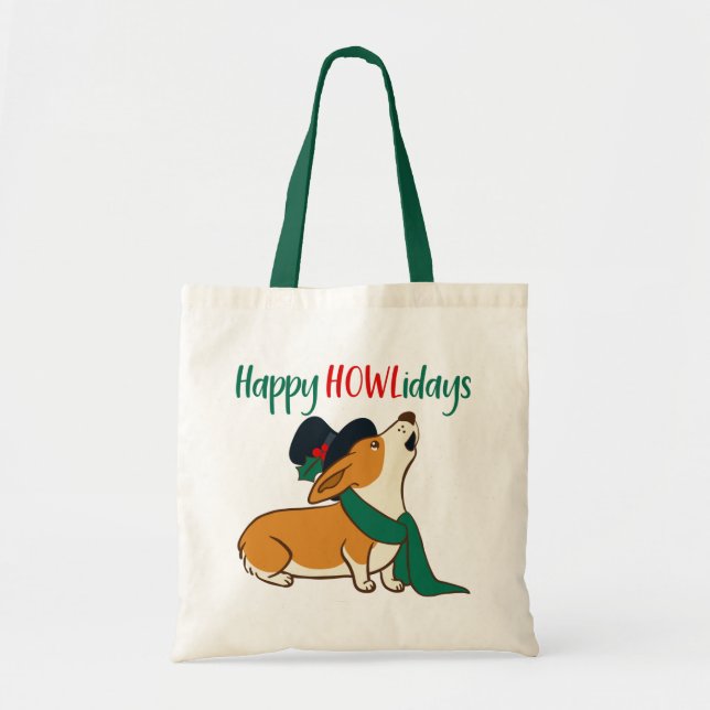 Weihnachts-Corgi-Sing-Tasche Tragetasche (Vorne)