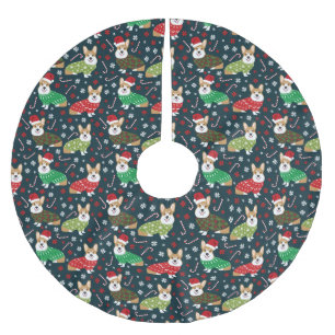 Weihnachts-Corgi-Sweatshirt - niedlicher Hund Polyester Weihnachtsbaumdecke