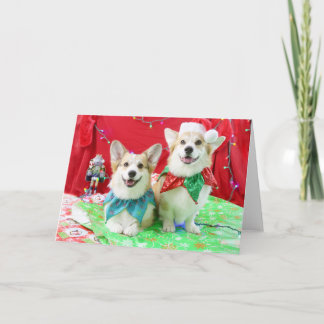 Weihnachts Corgis Grußkarte & Umschläge Feiertagskarte