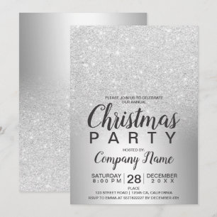 Weihnachts Corporate Silber Glitzer Ober Folie Einladung