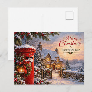Weihnachts-Cottage-Grußkarte Postkarte