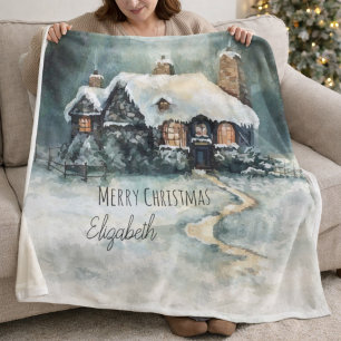 Weihnachts-Cottage-Schnee Winter Gemütliche Feiert Sherpadecke