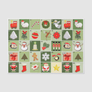 Weihnachts-Countdown-Adventskalender-Verpackungspa Seidenpapier