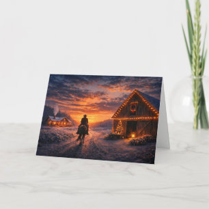Weihnachts-Country-Western-Cowboy und Pferd-Sonnen Karte