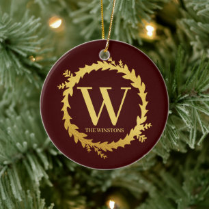 Weihnachts-Coupé-Monogramm-Foto Keramik Ornament