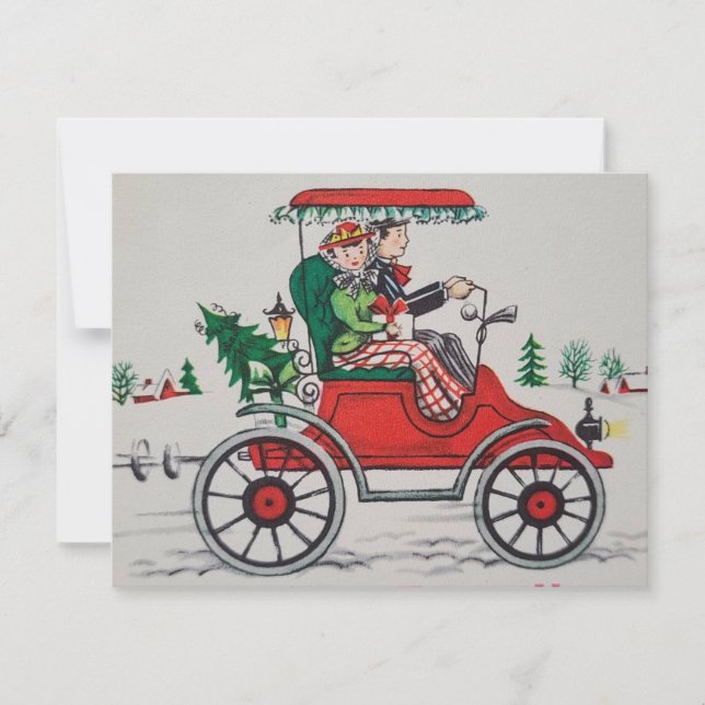 Weihnachts-Couple Out auf Drive Feiertagskarte (Vorderseite)