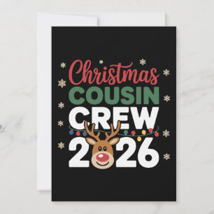 Weihnachts-Cousin-Crew 2026 Rentiere Schneeflocken Einladung