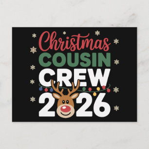 Weihnachts-Cousin-Crew 2026 Rentiere Schneeflocken Feiertagspostkarte