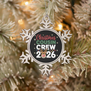 Weihnachts-Cousin-Crew 2026 Rentiere Schneeflocken Zinn-Ornament
