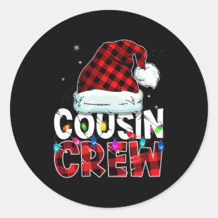 Weihnachts Cousin Crew Buffalo Rot kariert Pajamas Runder Aufkleber