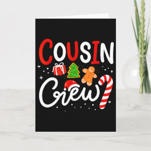 Weihnachts-Cousin-Crew Lustiger Santa-Hut Licht Ki Karte