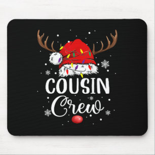 Weihnachts-Cousin-Crew Lustiger Santa-Hut Licht Ki Mousepad