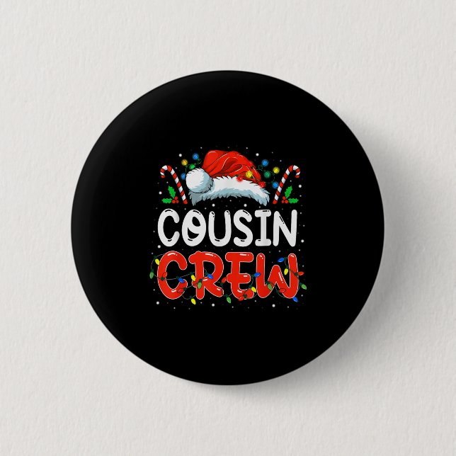 Weihnachts-Cousin Crew Weihnachtsmannmütze Männer  Button (Vorderseite)