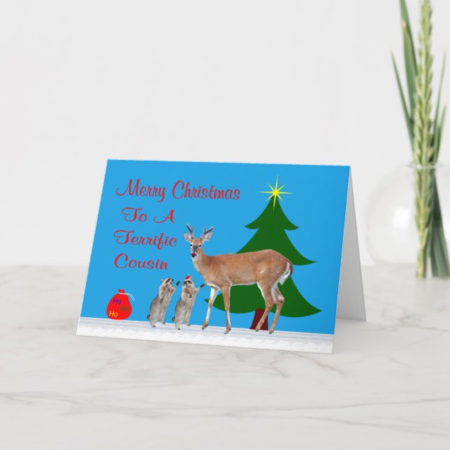 Weihnachts-Cousin-Grußkarte Feiertagskarte (Vorderseite)