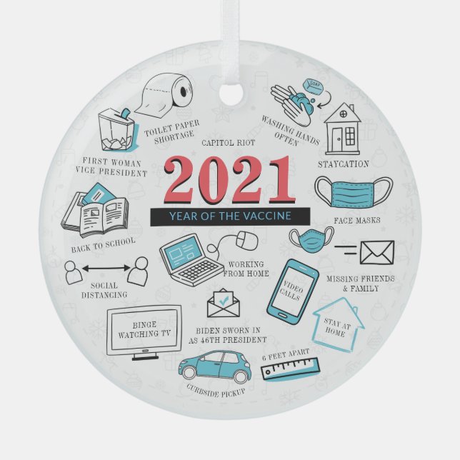 Weihnachts Covid Memorabilia Impfjahr 2021 Ornament Aus Glas (Vorderseite)