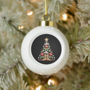 Weihnachts-Cowboy-Baum Xmas tanzende Stiefel West Keramik Kugel-Ornament