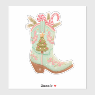 Weihnachts-Cowboy-Stiefel-Aufkleber – Festliches W Aufkleber