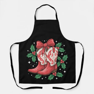 Weihnachts-Cowboystiefel Holly-Bogen Western-Land Schürze