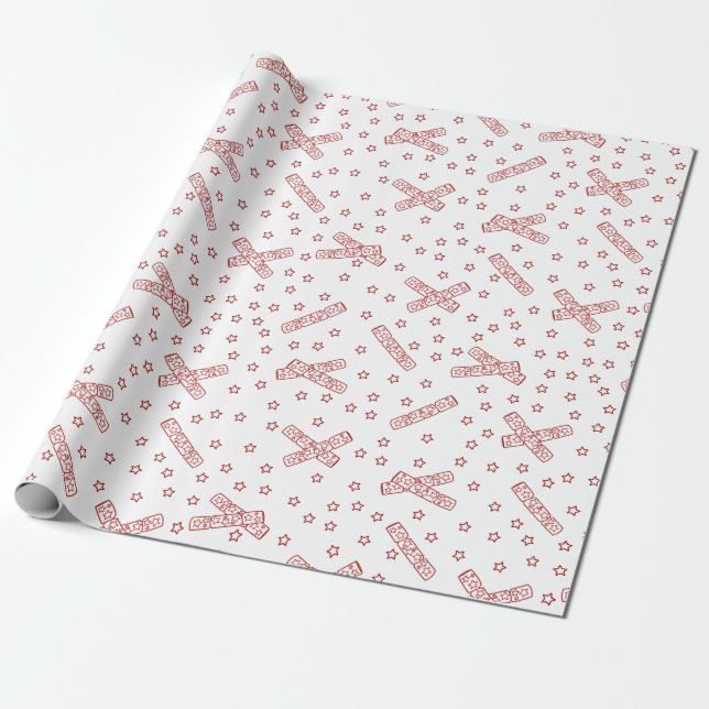 Weihnachts Crackers Red Toile Geschenkpapier (Ungerollt)