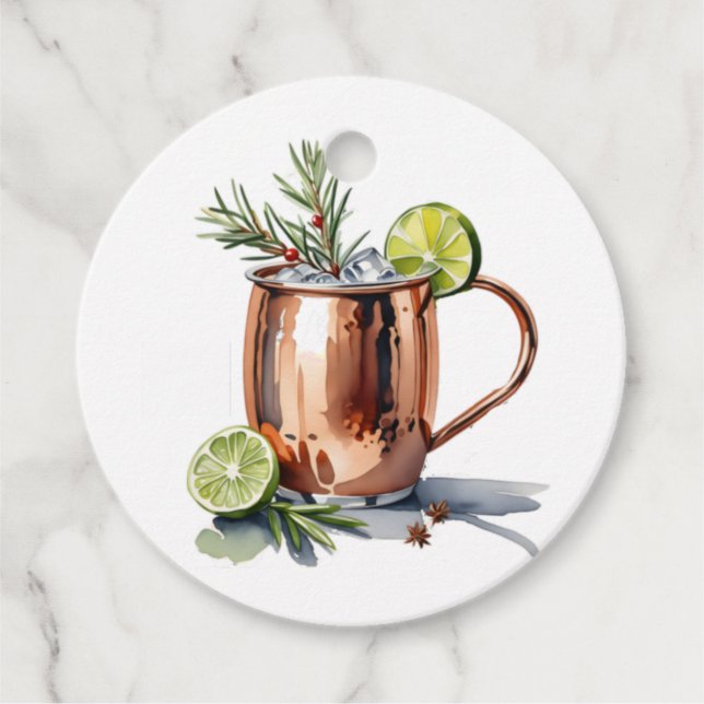 Weihnachts Cranberry Moskau Mule Cocktail Geschenk Geschenkanhänger (Vorderseite)