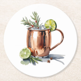 Weihnachts Cranberry Moskauer Mule Cocktail Unters Runder Pappuntersetzer