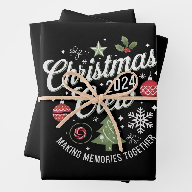 Weihnachts-Crew 2024Familie Matching Weihnachts-Pa Geschenkpapier Set (Beispiel)