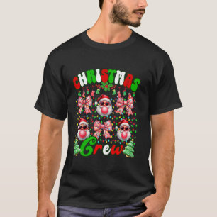 Weihnachts-Crew Coquette Bow Santa Bflüge Blase X T-Shirt