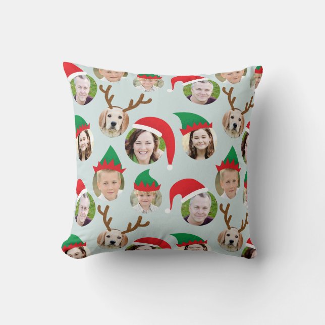 Weihnachts-Crew Custom Six Foto Funny Holiday Gesc Kissen (Vorderseite)