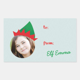 Weihnachts-Crew Elf Hat Foto Holiday Geschenksiege Rechteckiger Aufkleber