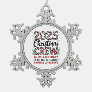 Weihnachts-Crew-Familie 2025 Passende Holiday Squa Schneeflocken Zinn-Ornament