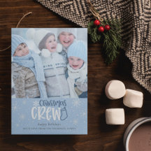 Weihnachts-Crew Foto Schneeflocken Blau