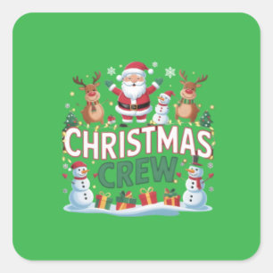 Weihnachts-Crew Grafikdesign Quadratischer Aufkleber