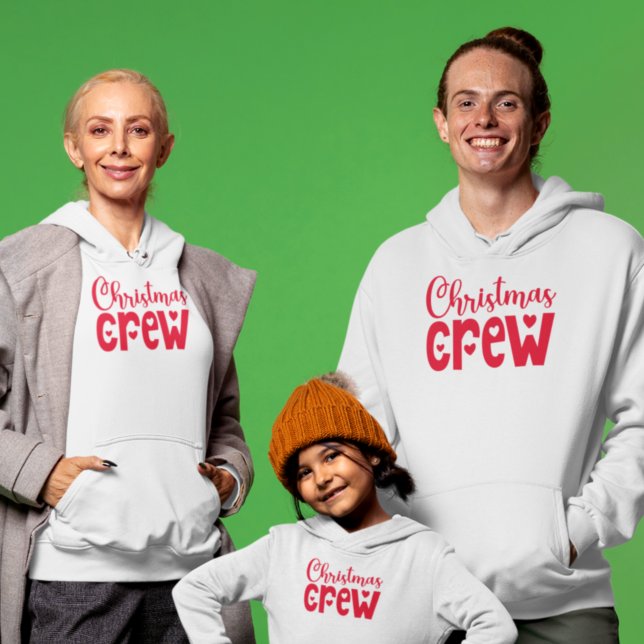 Weihnachts-Crew Herzmotiv Rote Typografie Hoodie (Von Creator hochgeladen)